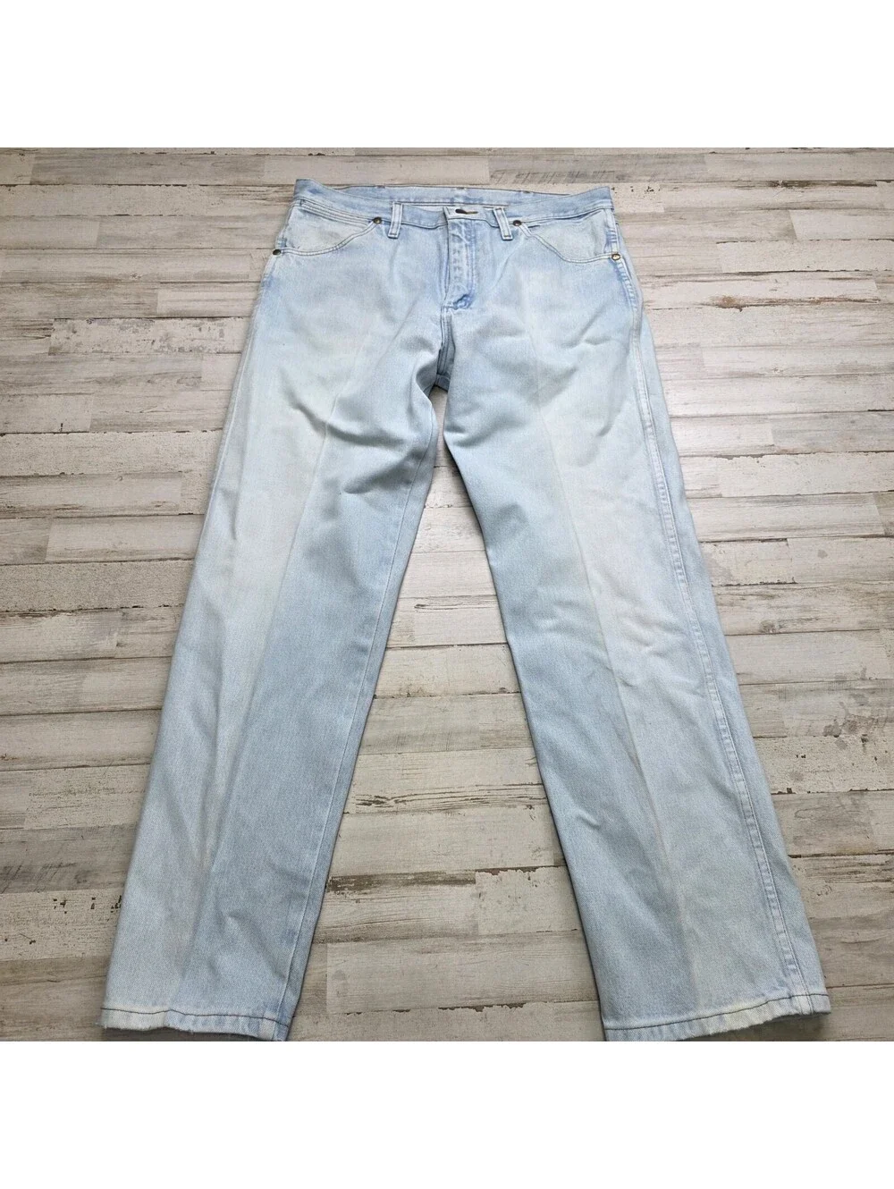 VTG Wrangler Jeans Mens 34x30 Cowboy Cut Light Wash Denim Boot - Western 13MWZGH